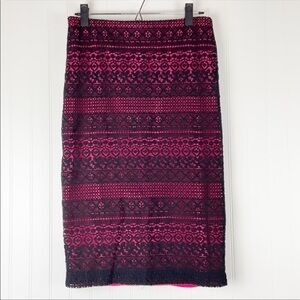 NEW York and Company Black Lace Crochet over Pink Lined Midi Pencil Sskirt